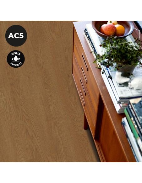 Suelo Laminado Loc Floor AC5 Plus Roble Marrón Humo 371 Aqua Protect | Resistente y Elegante